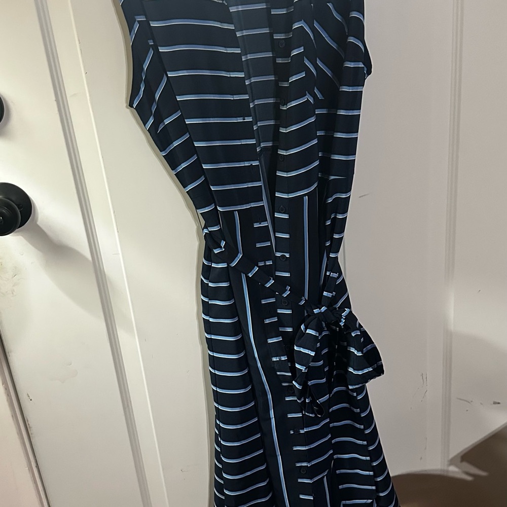 Tommy Hilfiger Navy and Light Blue Striped Maxi Dress